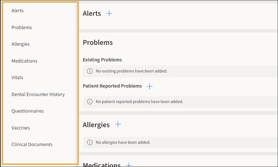 Overview Navigational Menu with a yellow highlight box around it.